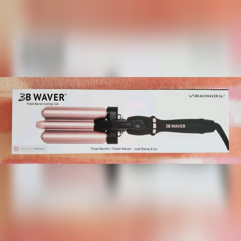 NEW Beachwaver 3B Waver Triple Barrel Curling Iron Midnight Rose